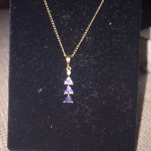 10K Gold Natural Tanzanite and Diamond Pendant
